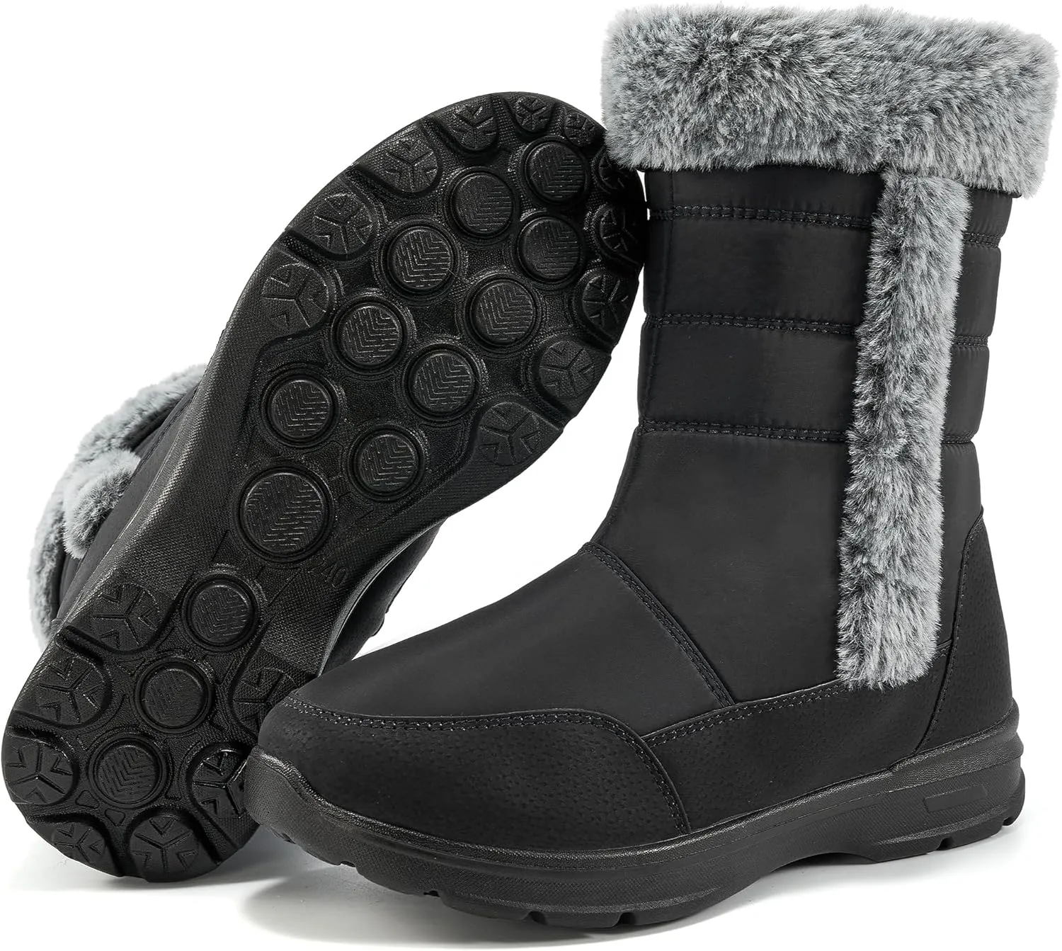 FUDYNMALC Snow Boots for Women Winter: Waterproof Lightweight Mid Calf Boots - Warm Fur Lined Outdoor Womens Boots With Zipper