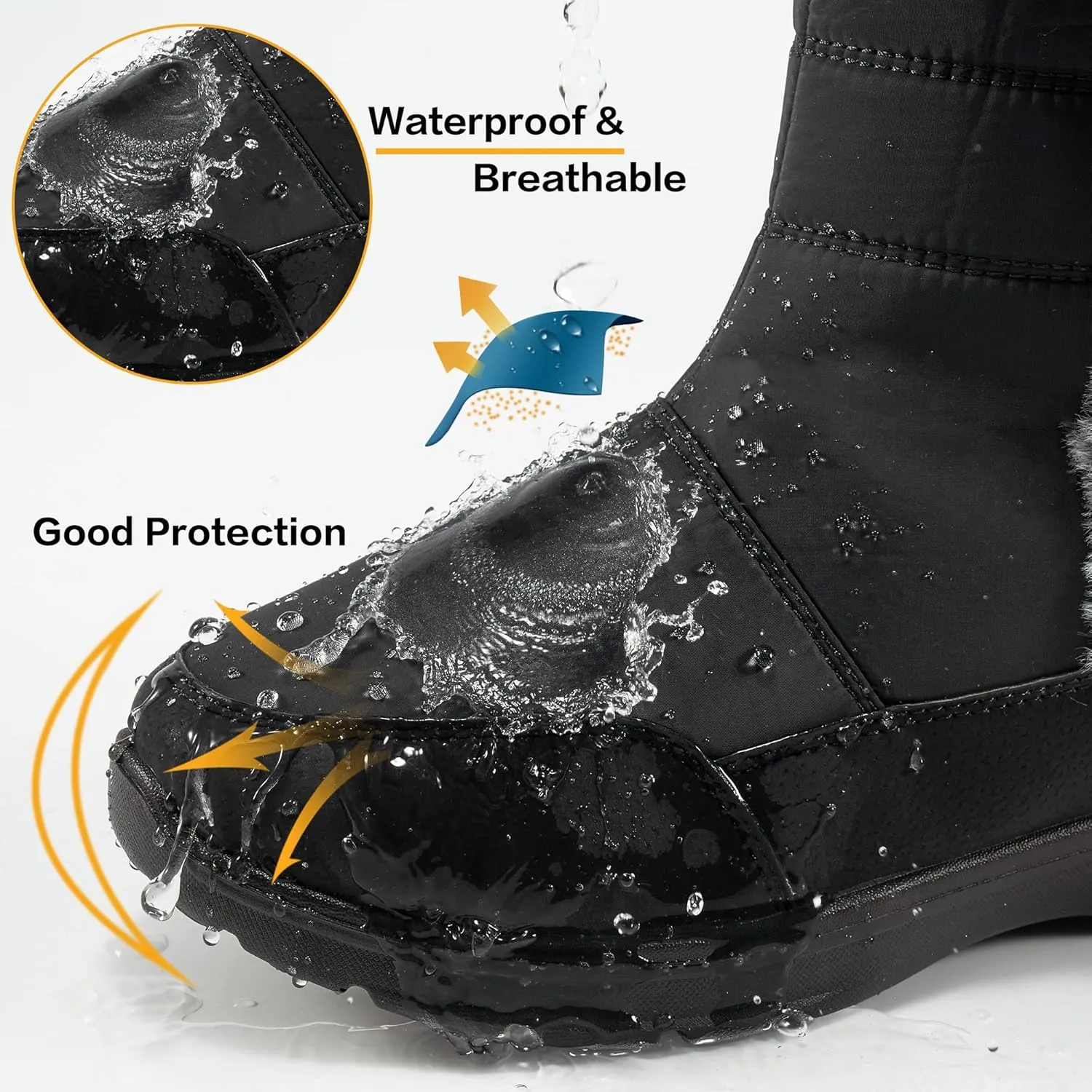 FUDYNMALC Snow Boots for Women Winter: Waterproof Lightweight Mid Calf Boots - Warm Fur Lined Outdoor Womens Boots With Zipper
