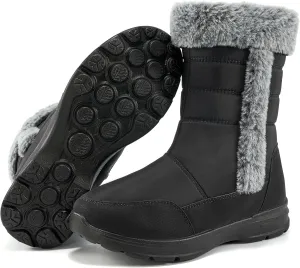 FUDYNMALC Snow Boots for Women Winter: Waterproof Lightweight Mid Calf Boots - Warm Fur Lined Outdoor Womens Boots With Zipper