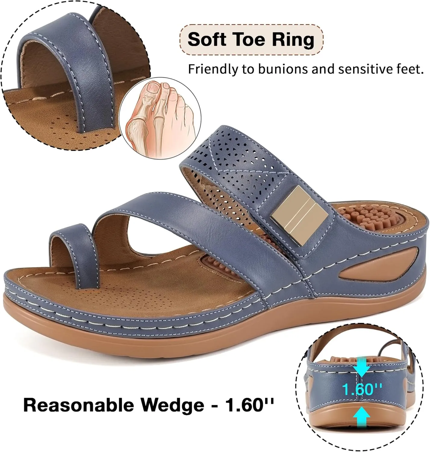 FUDYNMALC Womens Sandals Wedge Shoes: Comfortable Orthopedic Sandals for Women Casual Summer Dressy Flip Flops Beach Walking Sandals