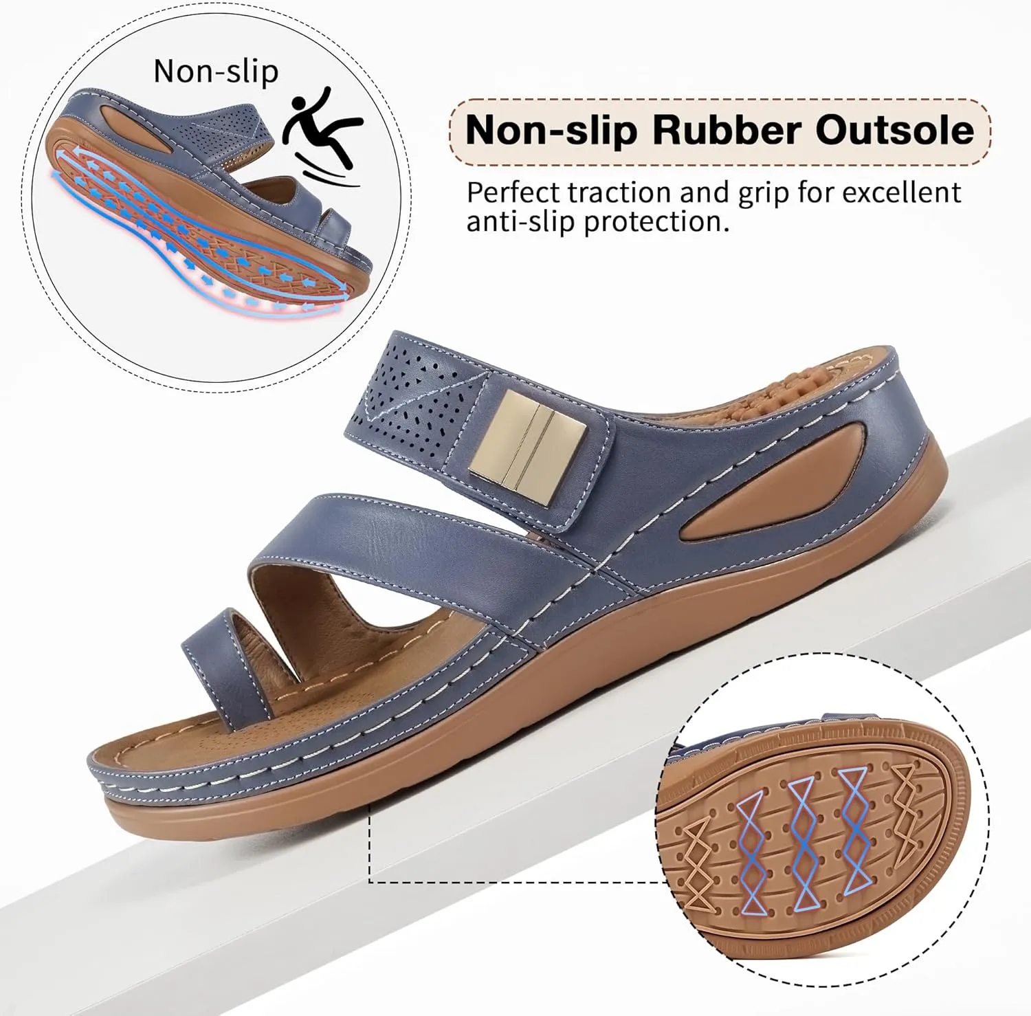 FUDYNMALC Womens Sandals Wedge Shoes: Comfortable Orthopedic Sandals for Women Casual Summer Dressy Flip Flops Beach Walking Sandals