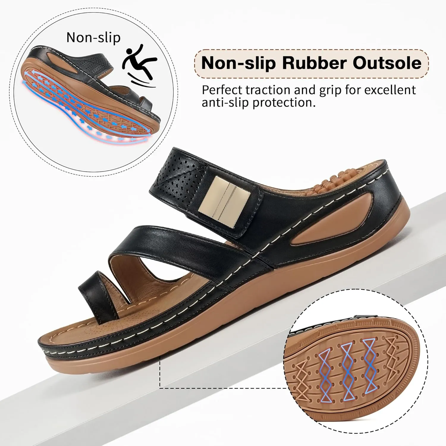 FUDYNMALC Womens Sandals Wedge Shoes: Comfortable Orthopedic Sandals for Women Casual Summer Dressy Flip Flops Beach Walking Sandals