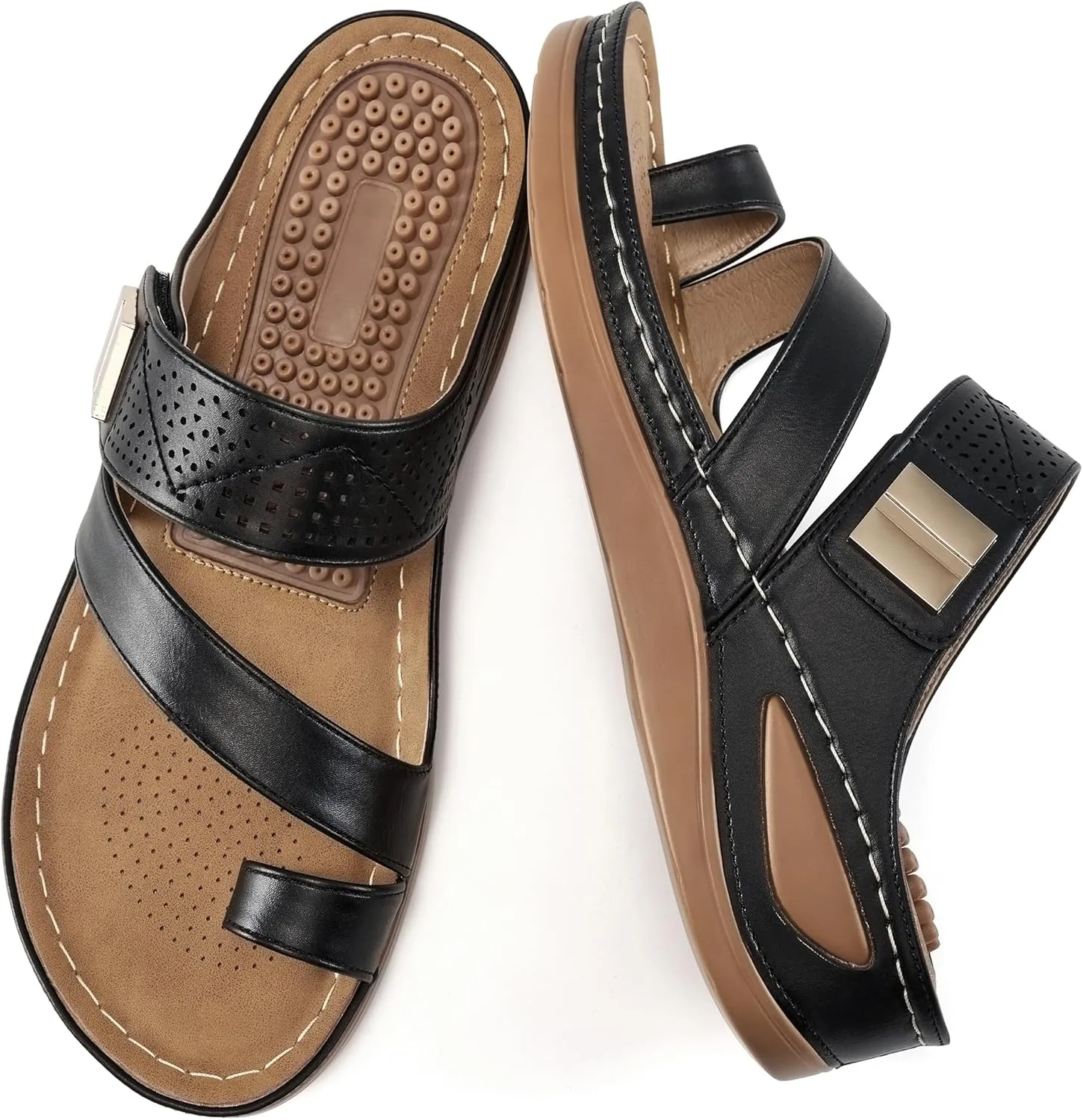 FUDYNMALC Womens Sandals Wedge Shoes: Comfortable Orthopedic Sandals for Women Casual Summer Dressy Flip Flops Beach Walking Sandals
