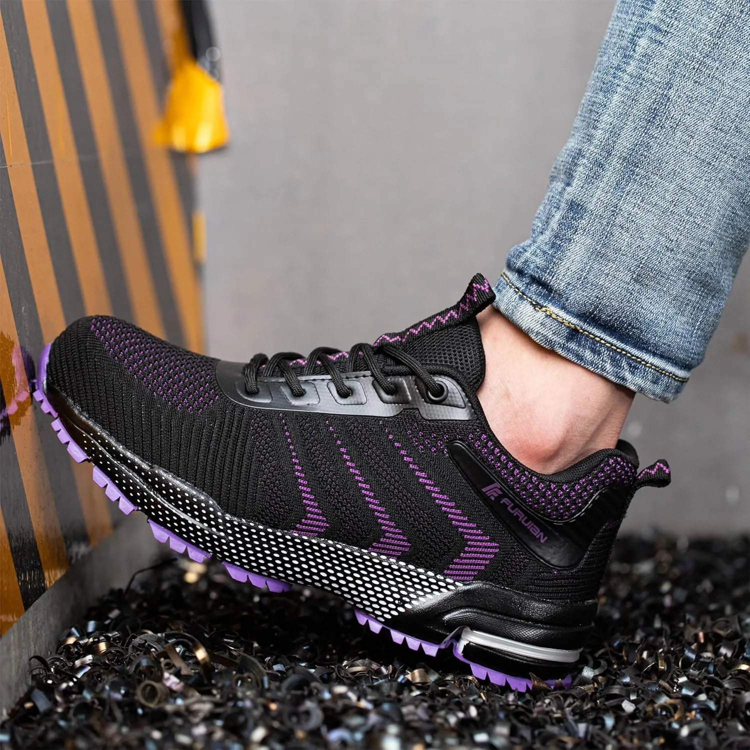Furuian Steel Toe Sneakers for Women Men Lightweight Safety Shoes Comfortable Steel Toe Shoes
