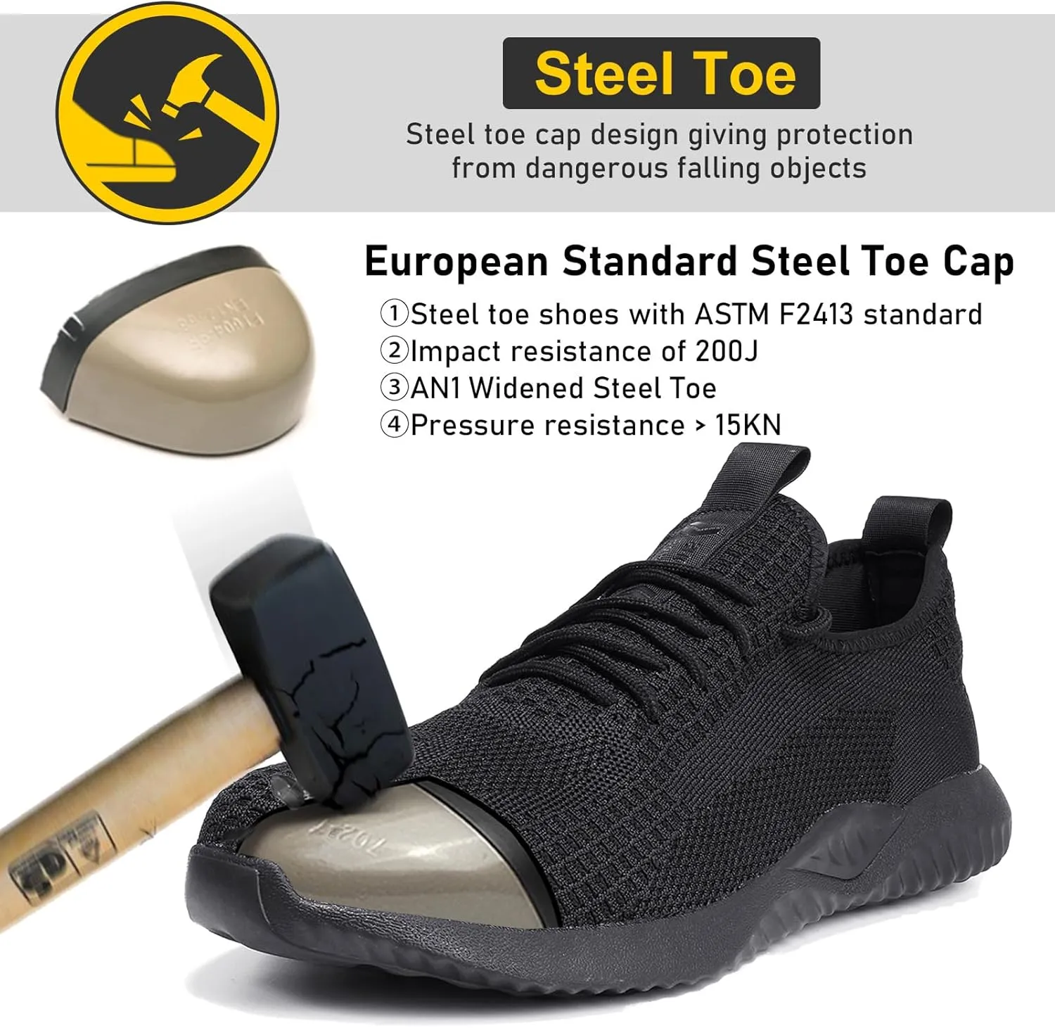 Furuian Waterproof Steel Toe Shoes for Men Comfortable Non Slip Safety Sneakers Warehouse Industry Contstruction Work Shoes for Men