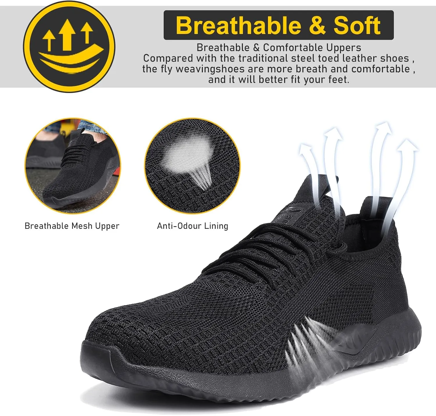 Furuian Waterproof Steel Toe Shoes for Men Comfortable Non Slip Safety Sneakers Warehouse Industry Contstruction Work Shoes for Men