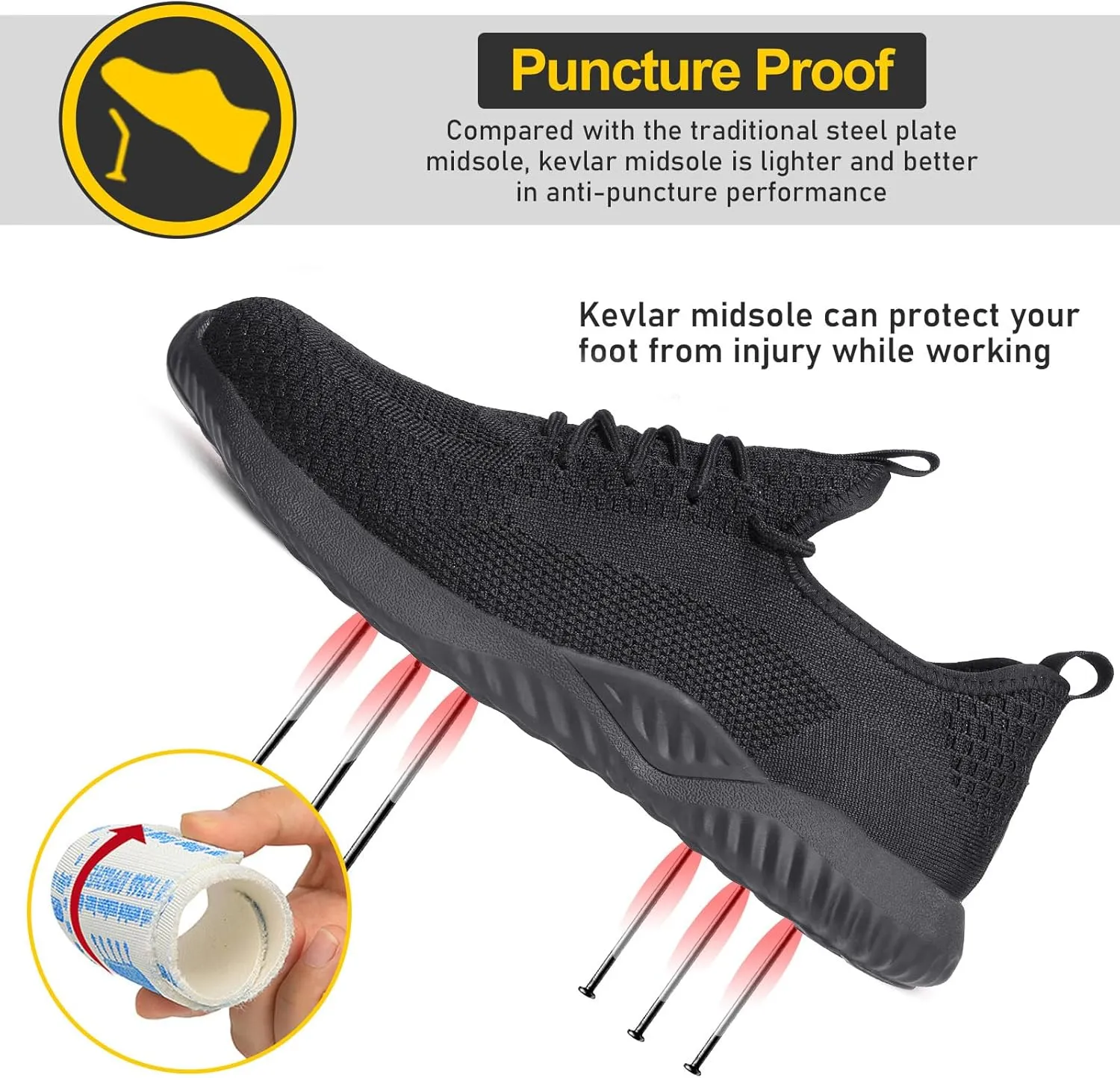 Furuian Waterproof Steel Toe Shoes for Men Comfortable Non Slip Safety Sneakers Warehouse Industry Contstruction Work Shoes for Men