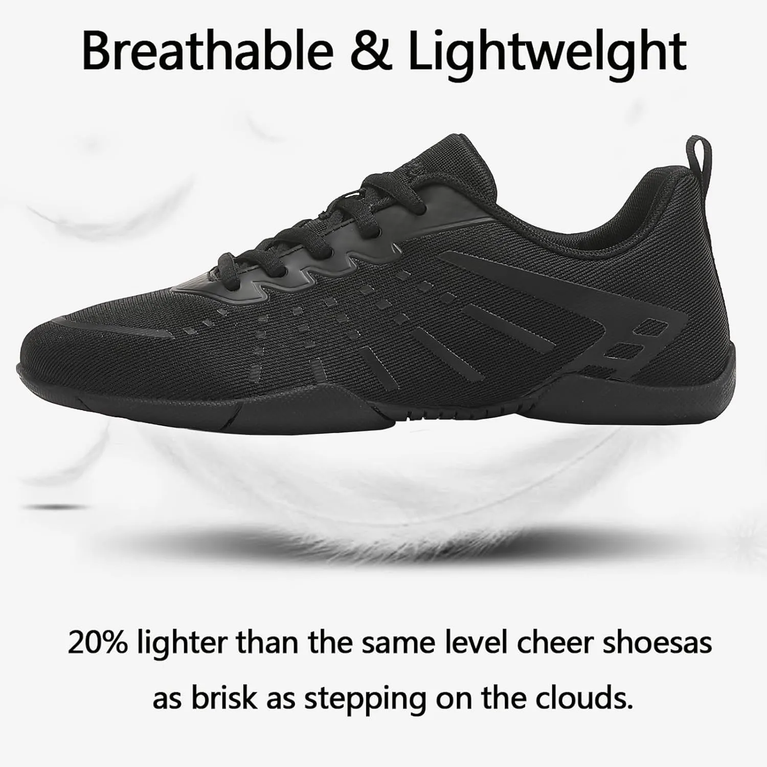Girls Black Cheer Shoes High-Performance Women Breathable Lightweight Cheerleading Shoes Youth Cheerleading Dance Gymnastics Athletic Training Competition Sneakers