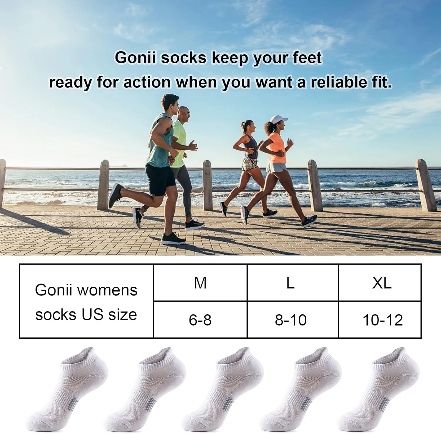 Gonii Ankle Socks Womens Running Athletic No Show Socks Cushioned 5-Pairs