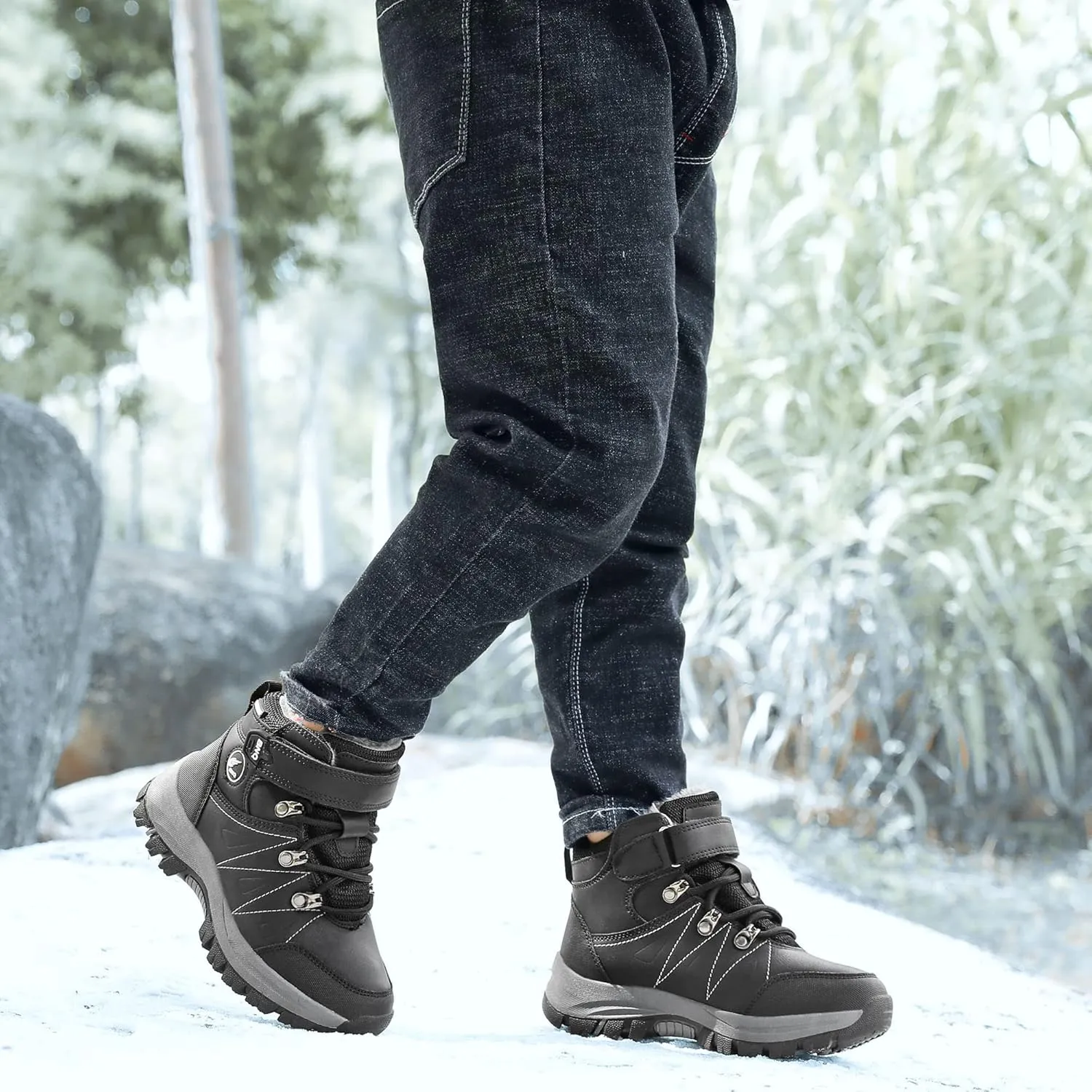 Gyeice Kids Snow Boots Boys Girls Winter Boot Waterproof Non-Slip Outdoor Warm Hiking Shoes (Little Kid/Big Kid)