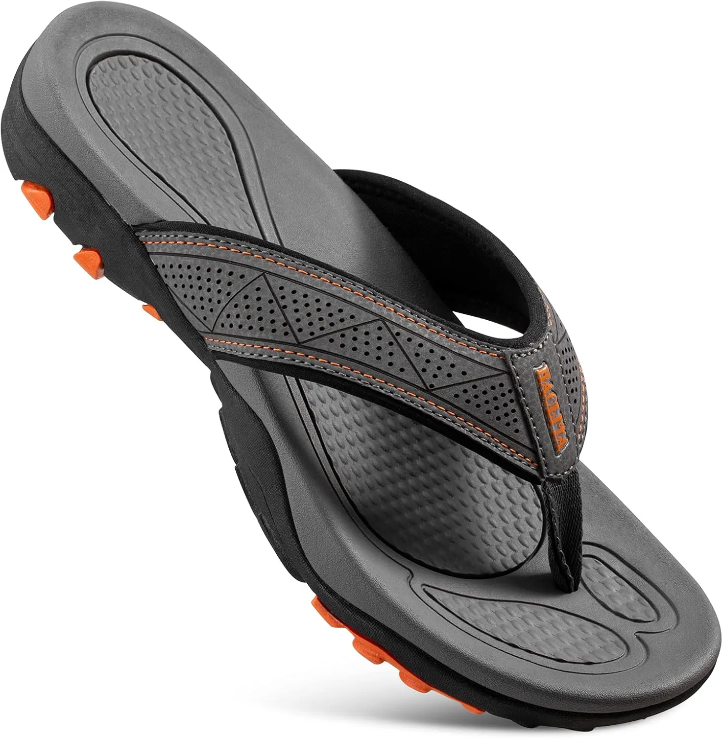 HAOLIRA Mens Leather Flip Flops with Arch Support Comfortable Cushion Thong Sandals Lightweight Waterproof Outdoor Summer Beach Pool Shoes