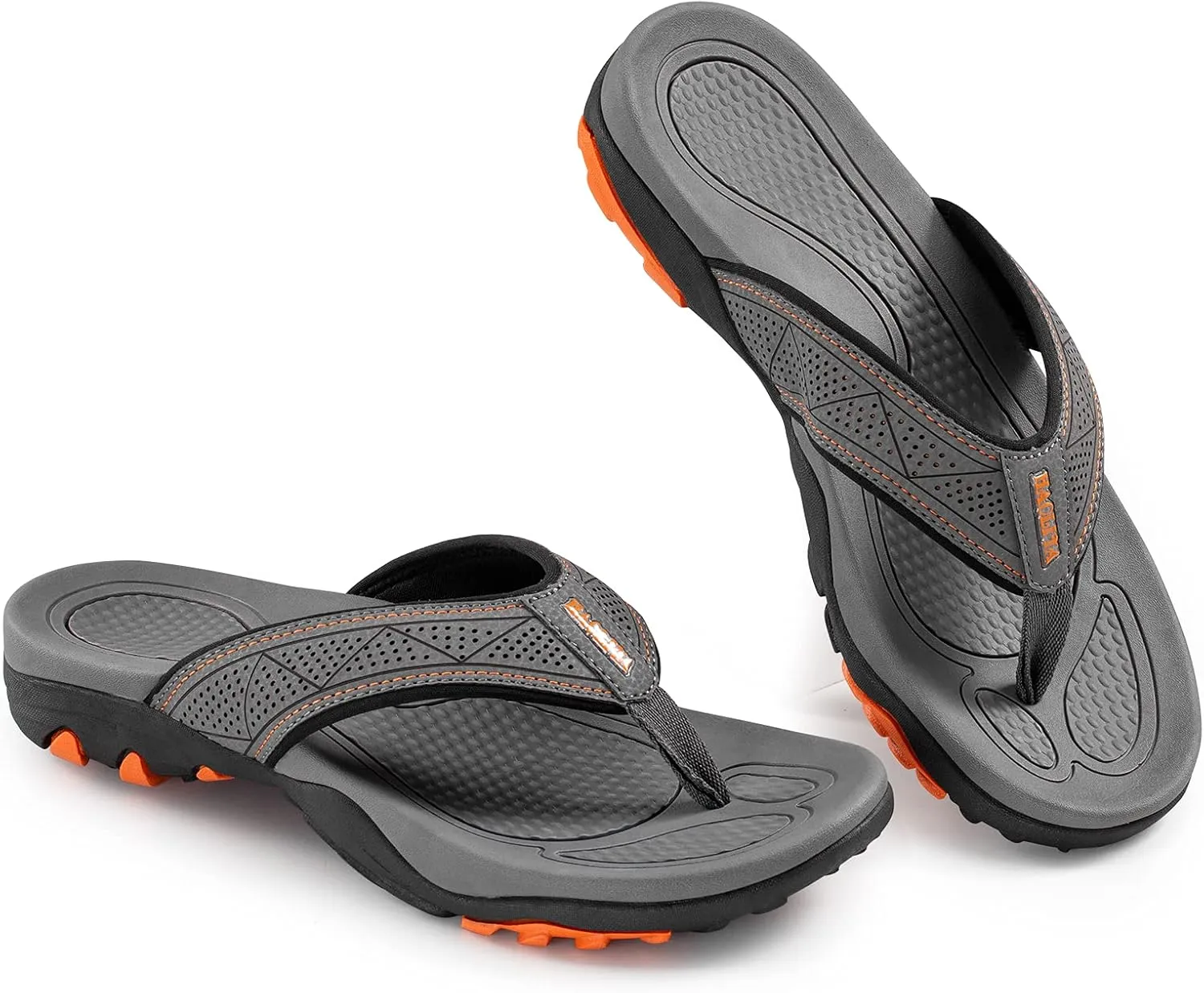HAOLIRA Mens Leather Flip Flops with Arch Support Comfortable Cushion Thong Sandals Lightweight Waterproof Outdoor Summer Beach Pool Shoes