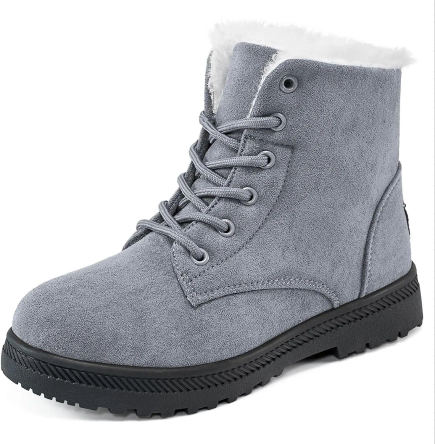 HARENCE Winter Snow Boots for Women: Warm Fur Lined Ankle Booties Lace Up Slip on Outdoor Walking Womens Boots