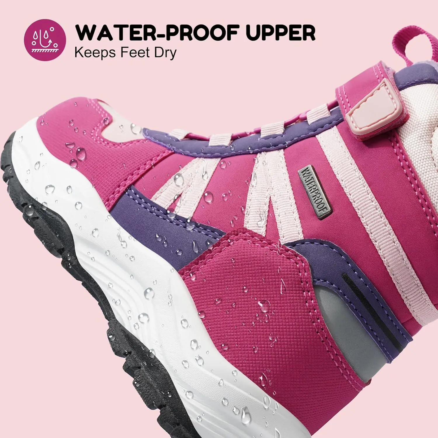 Harvest Land Kids Winter Boots Waterproof Girls Boys Snow Hiking Outdoor Boots Anti Collision Anti-Skid Mid Ankle Adventure Trekking Shoes