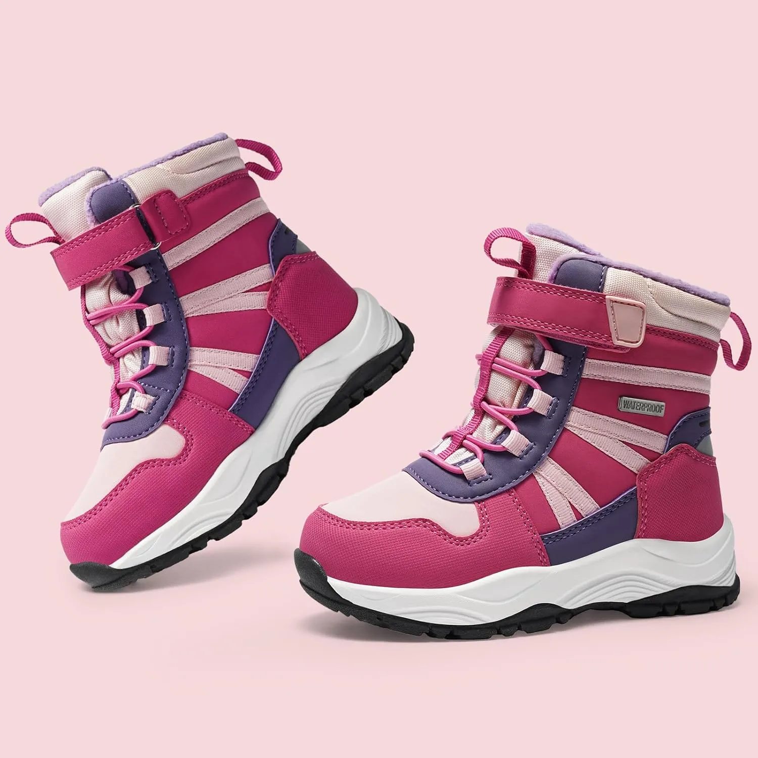 Harvest Land Kids Winter Boots Waterproof Girls Boys Snow Hiking Outdoor Boots Anti Collision Anti-Skid Mid Ankle Adventure Trekking Shoes