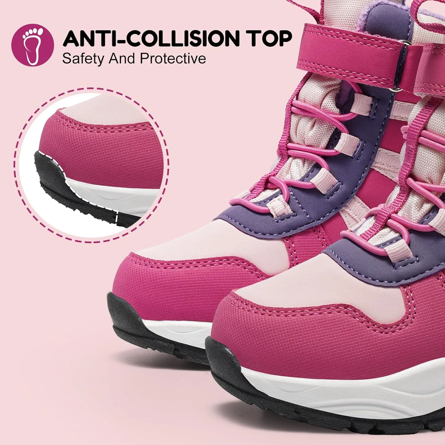 Harvest Land Kids Winter Boots Waterproof Girls Boys Snow Hiking Outdoor Boots Anti Collision Anti-Skid Mid Ankle Adventure Trekking Shoes