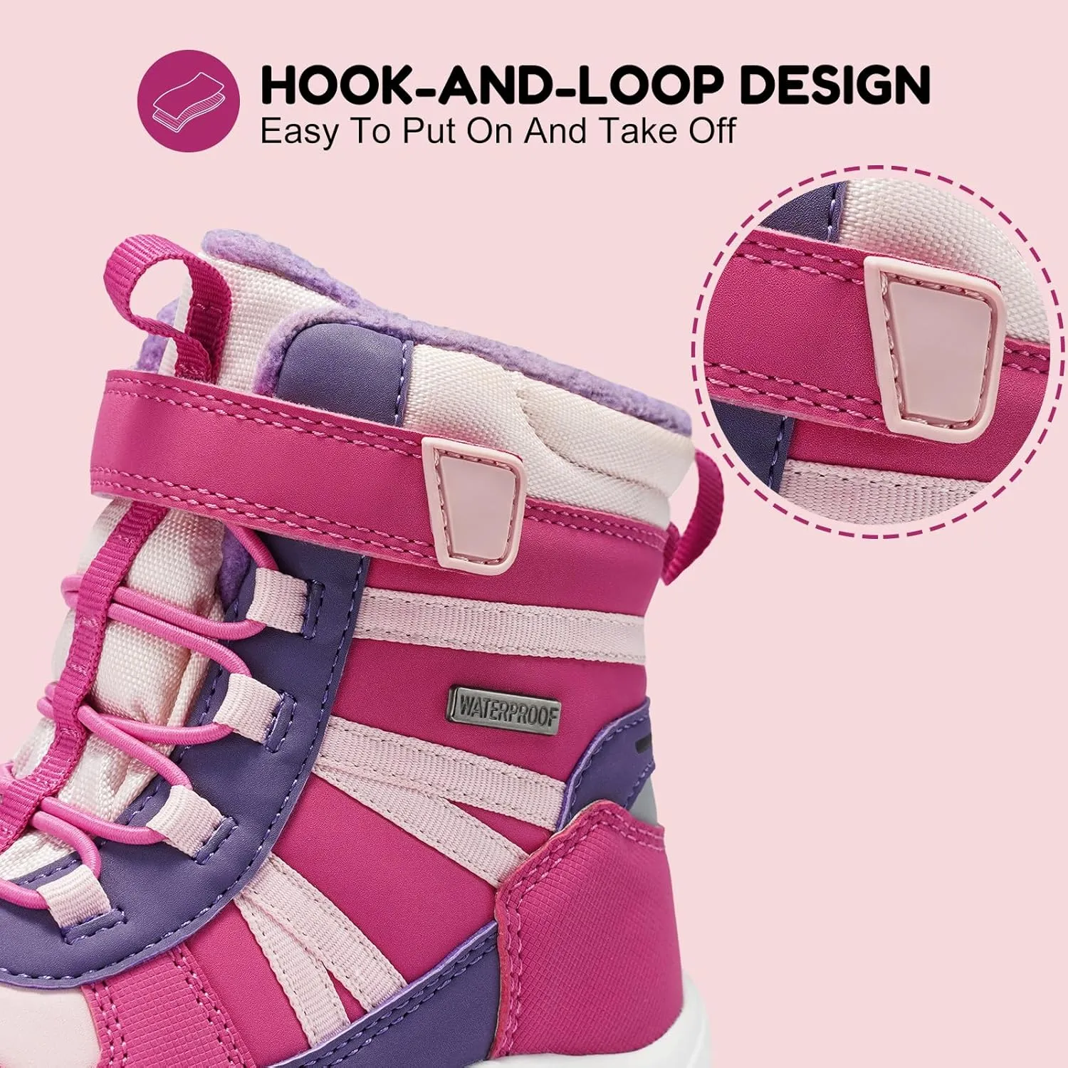 Harvest Land Kids Winter Boots Waterproof Girls Boys Snow Hiking Outdoor Boots Anti Collision Anti-Skid Mid Ankle Adventure Trekking Shoes