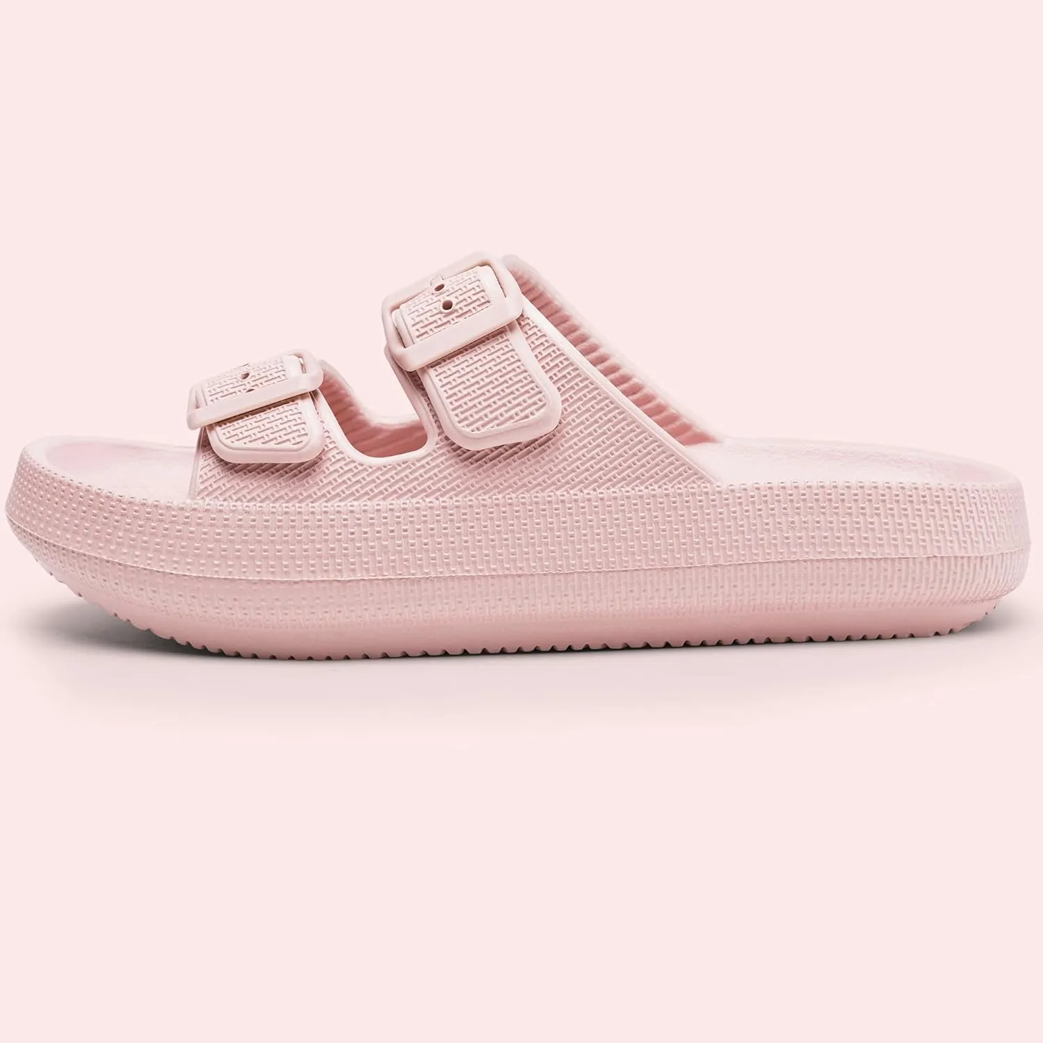 Harvest Land Sandals for Women Double Buckle Adjustable Slides EVA Thick Sole Slippers