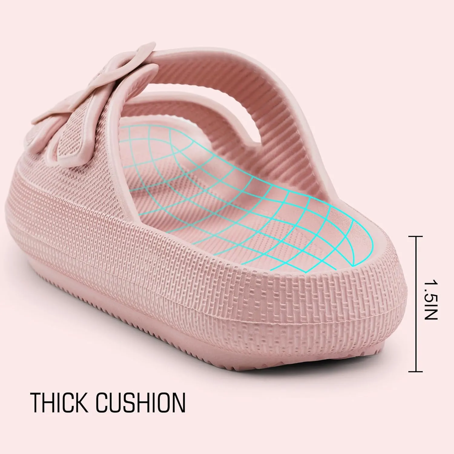 Harvest Land Sandals for Women Double Buckle Adjustable Slides EVA Thick Sole Slippers