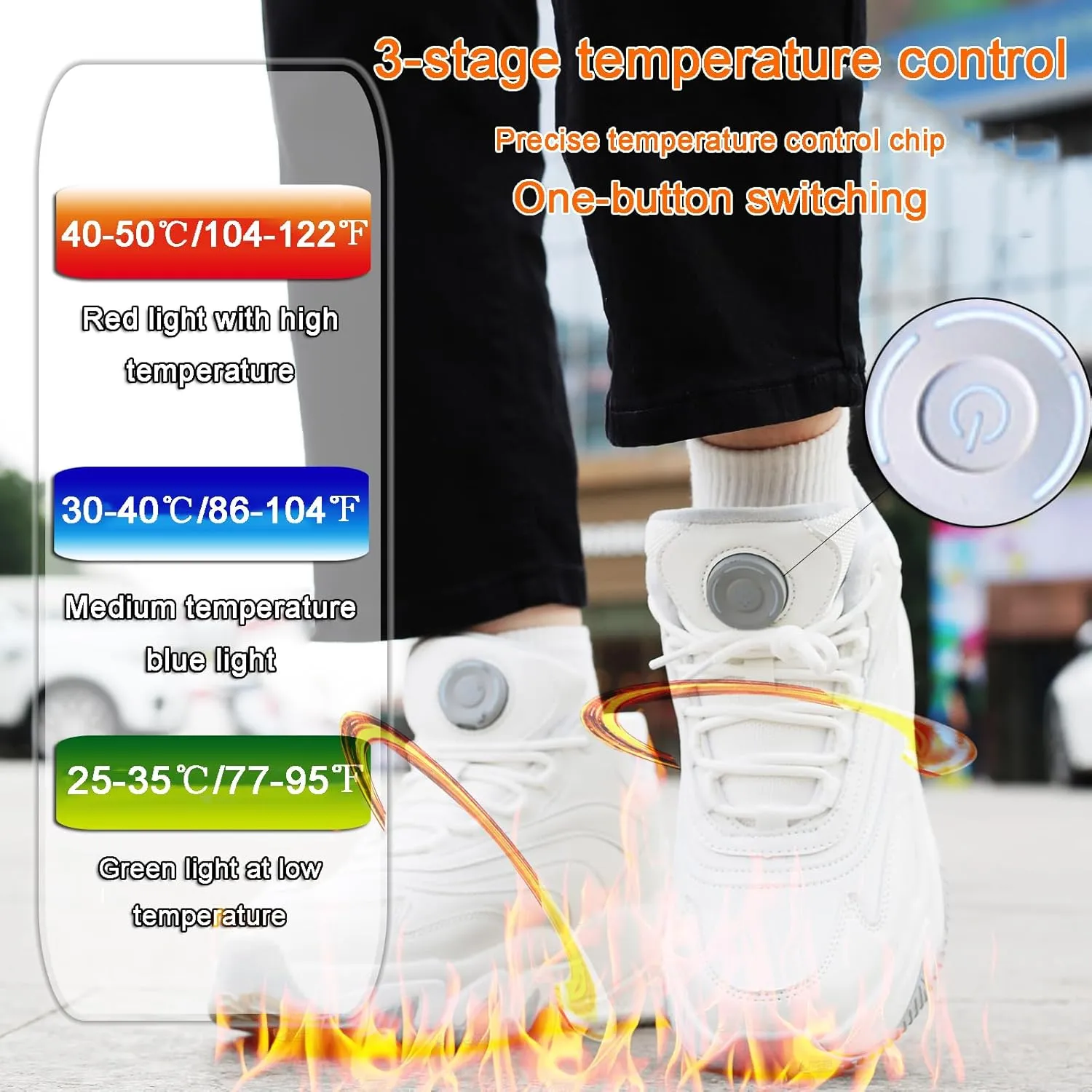 Heated Shoes for Men Rechargeable, Heating Sneakers for Women, 4000mAh Electric Self Heating Shoes Up to 20 H, Camping Foot Warmers for Outdoors Work Fishing Hunting Skiing Cycling