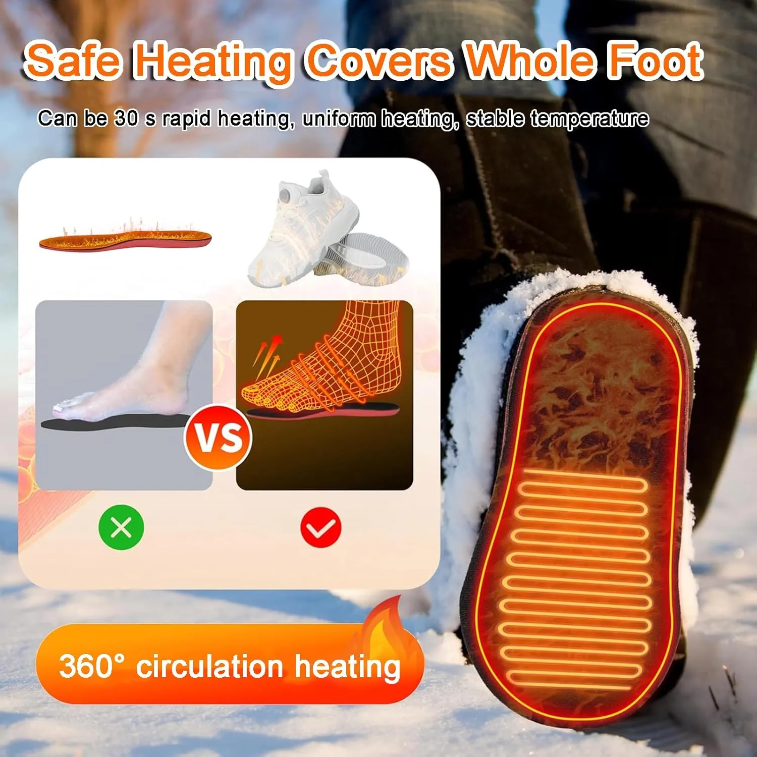Heated Shoes for Men Rechargeable, Heating Sneakers for Women, 4000mAh Electric Self Heating Shoes Up to 20 H, Camping Foot Warmers for Outdoors Work Fishing Hunting Skiing Cycling