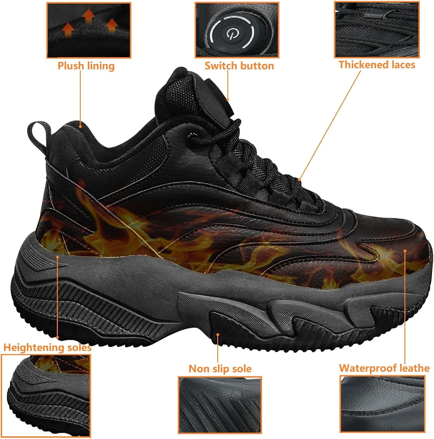 Heated Shoes for Men Women, 4000mAh Rechargeable Warm Shoes, Heated Slippers, Foot Warmer, Electric Heated Sneakers with 3 Heating Settings, for Hunting Hiking Keep Warm in Winter