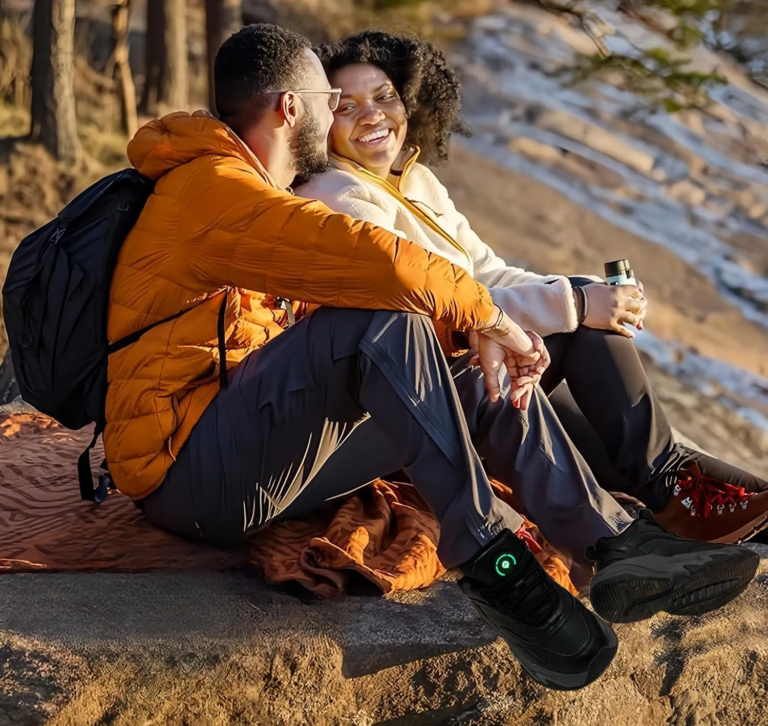 Heated Shoes for Men Women, 4000mAh Rechargeable Warm Shoes, Heated Slippers, Foot Warmer, Electric Heated Sneakers with 3 Heating Settings, for Hunting Hiking Keep Warm in Winter