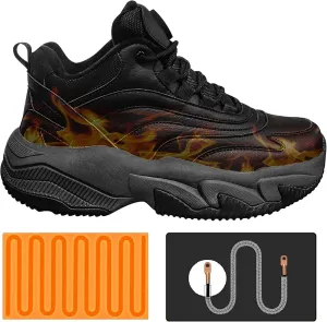 Heated Shoes for Men Women, 4000mAh Rechargeable Warm Shoes, Heated Slippers, Foot Warmer, Electric Heated Sneakers with 3 Heating Settings, for Hunting Hiking Keep Warm in Winter