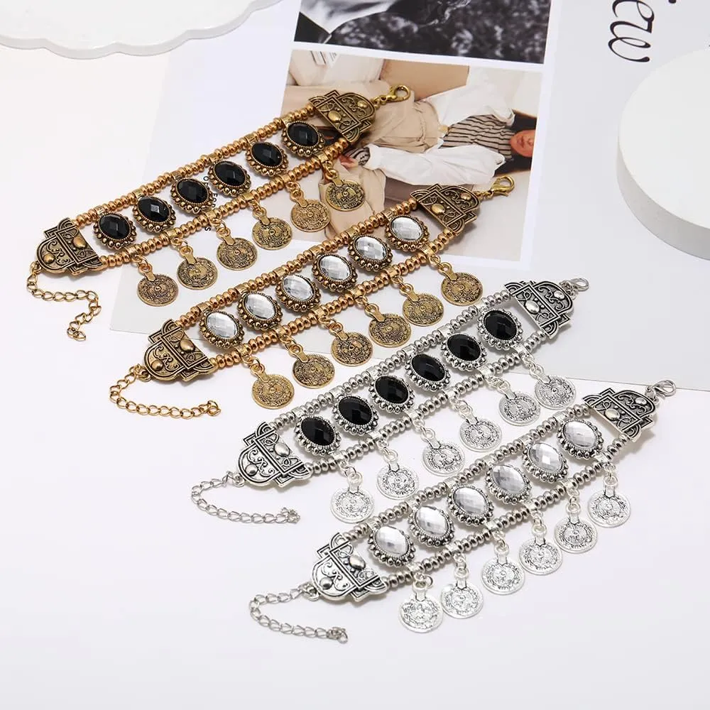 HENGYID Adjustable Charming Bohemian Coins Bracelet Tassel Barefoot Sandals Chain Jewelry Belly Dance Anklet