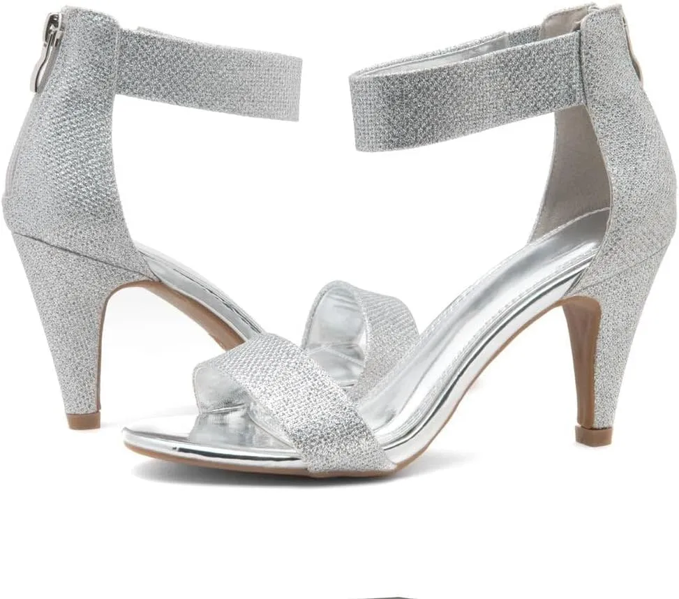 Herstyle RROSE Women's Chunky Low Heels Open Toe Ankle Strap Heeled Sandals with Back Zipper Dressy Pumps Shoes for Wedding Prom Party Office