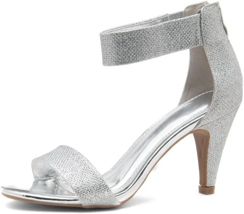Herstyle RROSE Women's Chunky Low Heels Open Toe Ankle Strap Heeled Sandals with Back Zipper Dressy Pumps Shoes for Wedding Prom Party Office
