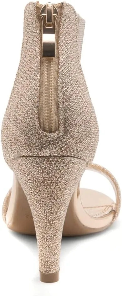 Herstyle RROSE Women's Chunky Low Heels Open Toe Ankle Strap Heeled Sandals with Back Zipper Dressy Pumps Shoes for Wedding Prom Party Office