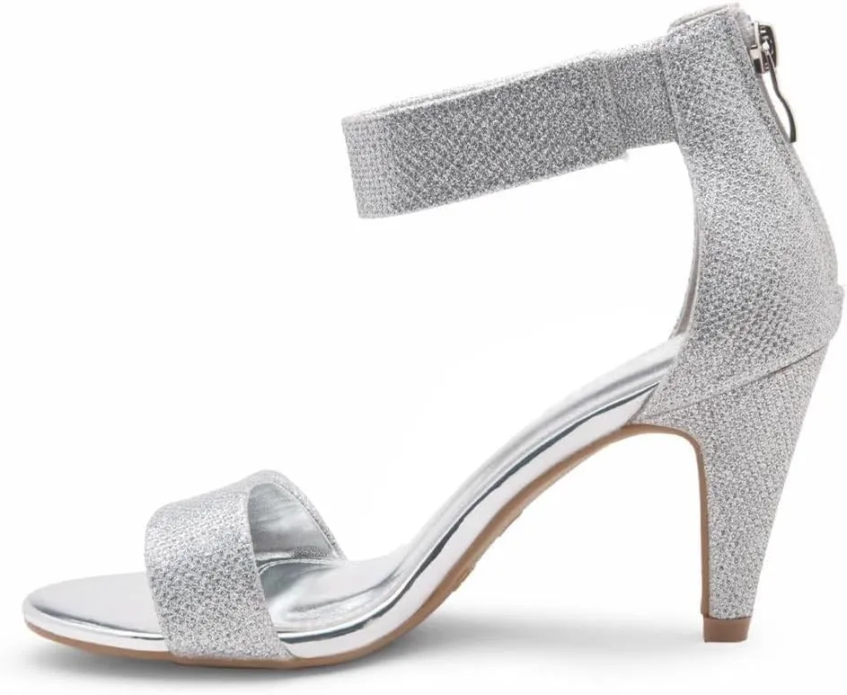 Herstyle RROSE Women's Chunky Low Heels Open Toe Ankle Strap Heeled Sandals with Back Zipper Dressy Pumps Shoes for Wedding Prom Party Office