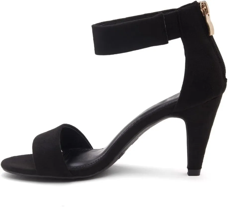 Herstyle RROSE Women's Chunky Low Heels Open Toe Ankle Strap Heeled Sandals with Back Zipper Dressy Pumps Shoes for Wedding Prom Party Office