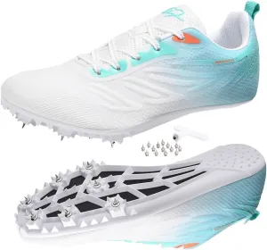 HESBITEUL Mens Track and Field Shoes Sprint Sport Sneakers Youth Professional Training Racing Running Shoes