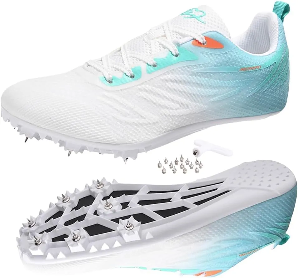 HESBITEUL Mens Track and Field Shoes Sprint Sport Sneakers Youth Professional Training Racing Running Shoes