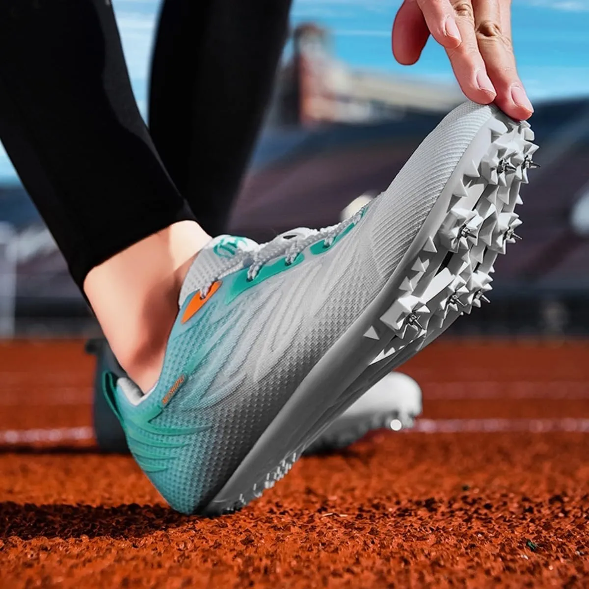 HESBITEUL Mens Track and Field Shoes Sprint Sport Sneakers Youth Professional Training Racing Running Shoes