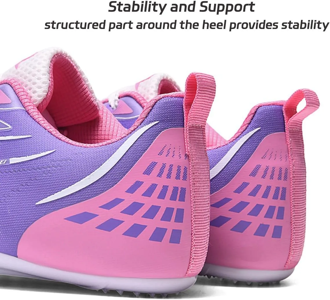 HESBITEUL Mens Track and Field Shoes Sprint Sport Sneakers Youth Professional Training Racing Running Shoes