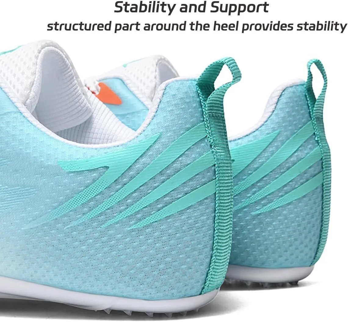 HESBITEUL Mens Track and Field Shoes Sprint Sport Sneakers Youth Professional Training Racing Running Shoes
