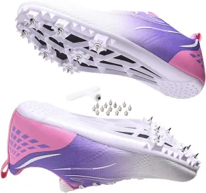 HESBITEUL Mens Track and Field Shoes Sprint Sport Sneakers Youth Professional Training Racing Running Shoes