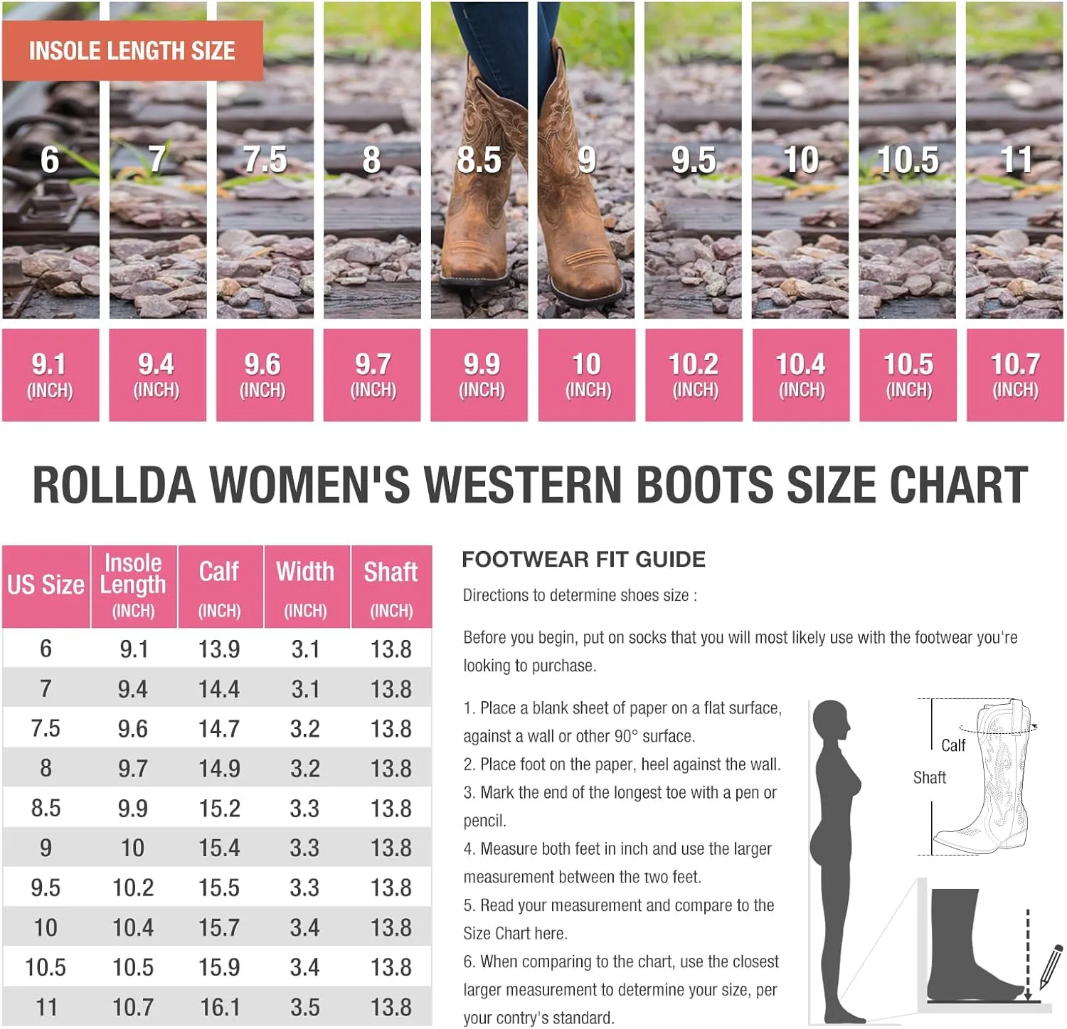 HISEA Rollda Cowboy Boots for Women Cowgirl Boots Ladies Western Embroidery Pointy Toe