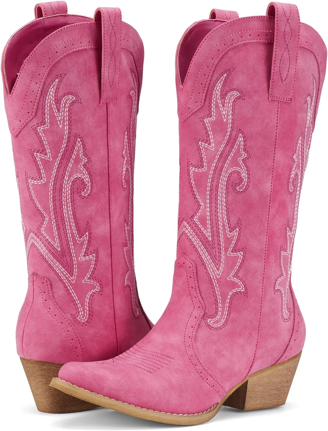 HISEA Rollda Cowboy Boots for Women Cowgirl Boots Ladies Western Embroidery Pointy Toe
