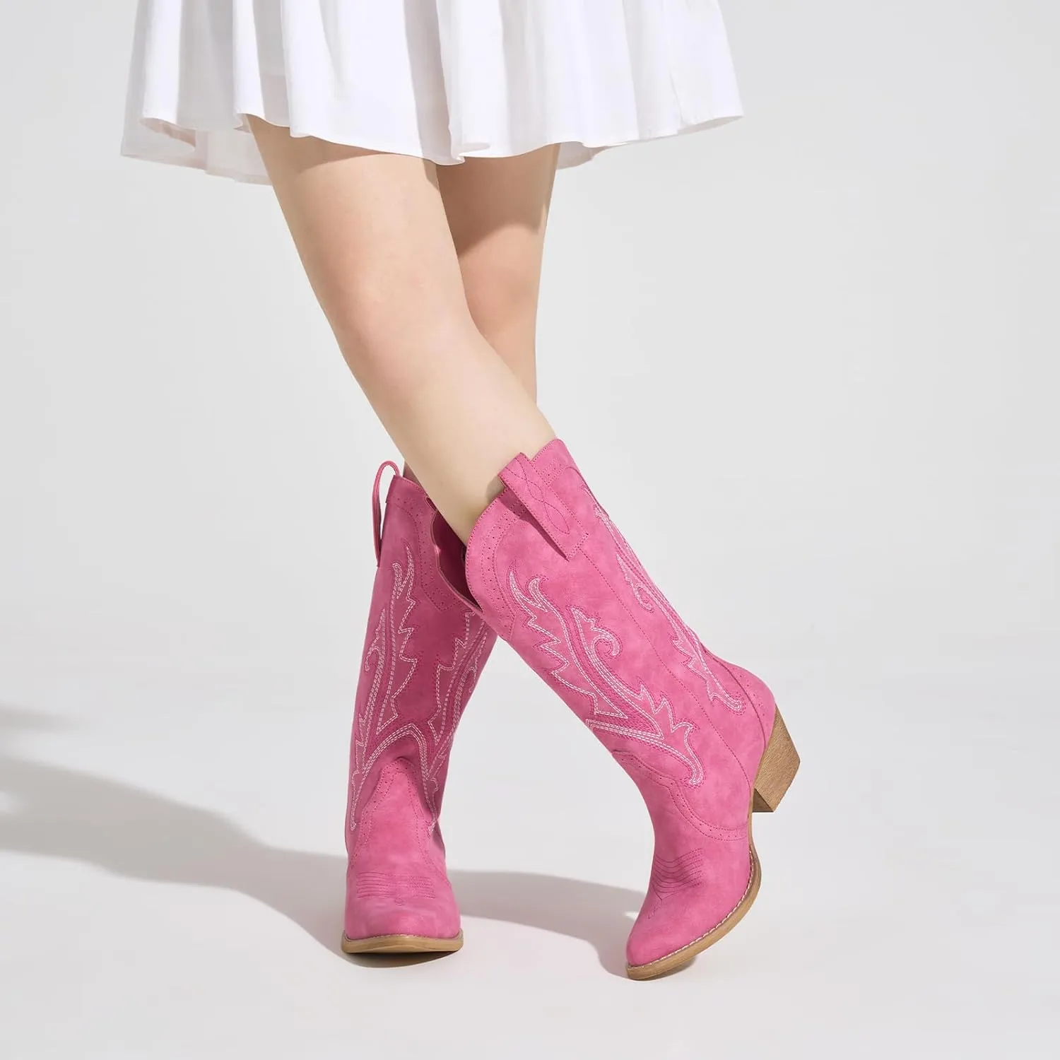 HISEA Rollda Cowboy Boots for Women Cowgirl Boots Ladies Western Embroidery Pointy Toe