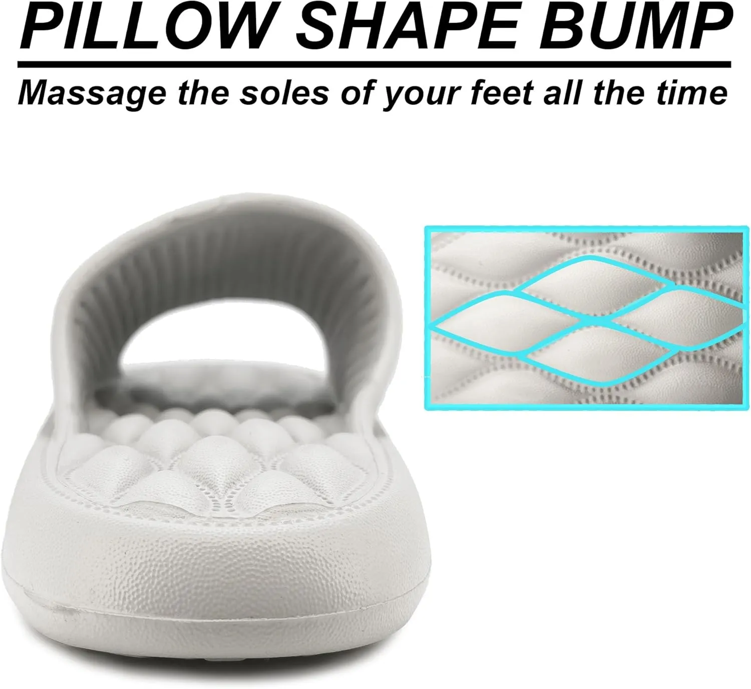 House Slides for Women Men Cloud Pillow Slippers Sandals, Non-Slip Shower Shoes, Cushioned Thick Sole Fit Bathroom Bedroom Pool Beach