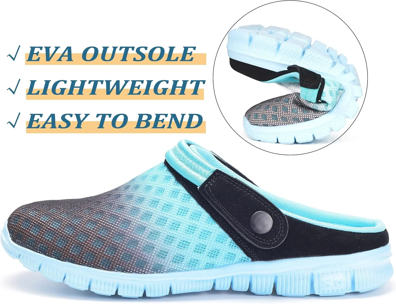 Hsyooes Mens Womens Mules & Clogs Garden Shoes Summer Breathable Mesh Slippers Non-Slip Outdoor Beach Sandals Unisex