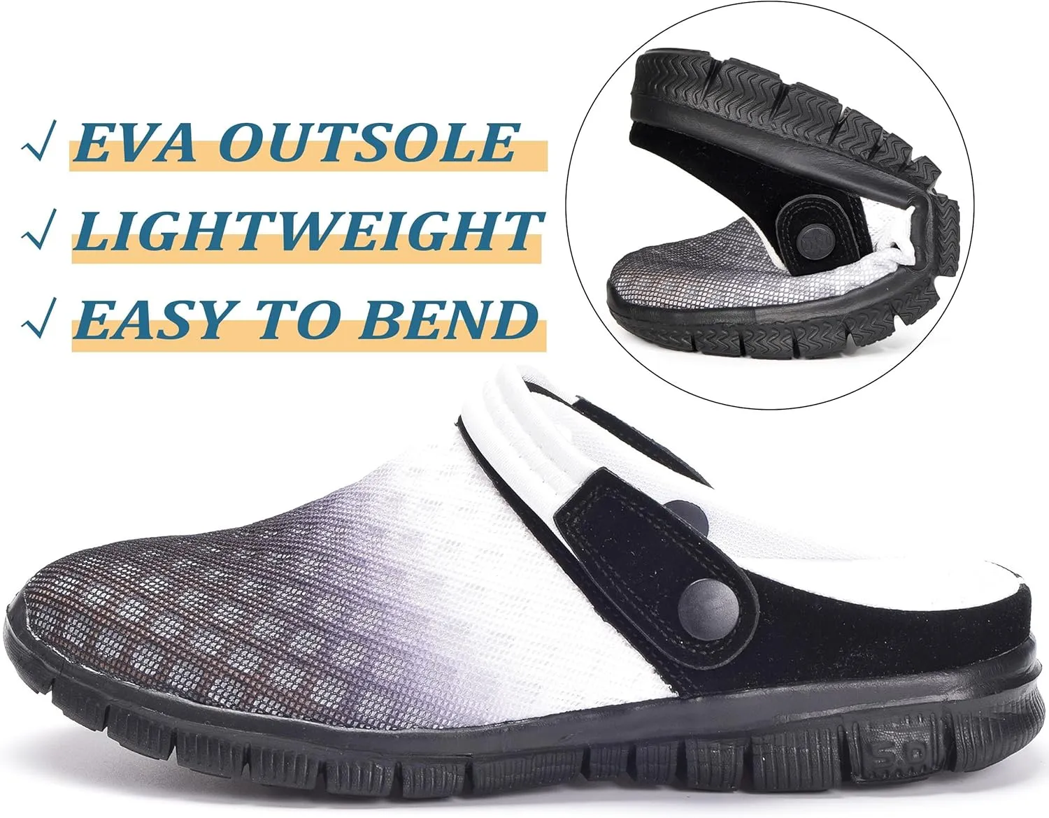 Hsyooes Mens Womens Mules & Clogs Garden Shoes Summer Breathable Mesh Slippers Non-Slip Outdoor Beach Sandals Unisex