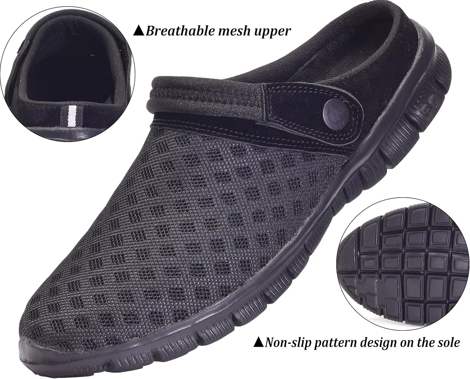 Hsyooes Mens Womens Mules & Clogs Garden Shoes Summer Breathable Mesh Slippers Non-Slip Outdoor Beach Sandals Unisex