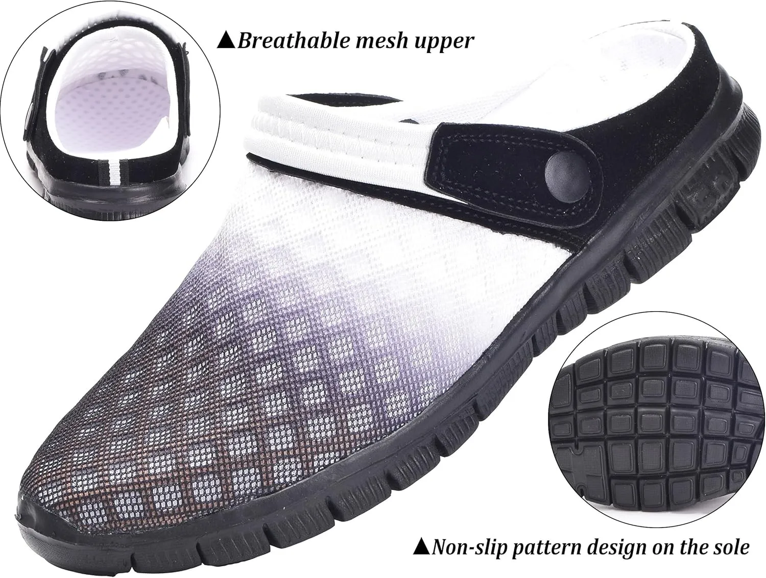 Hsyooes Mens Womens Mules & Clogs Garden Shoes Summer Breathable Mesh Slippers Non-Slip Outdoor Beach Sandals Unisex