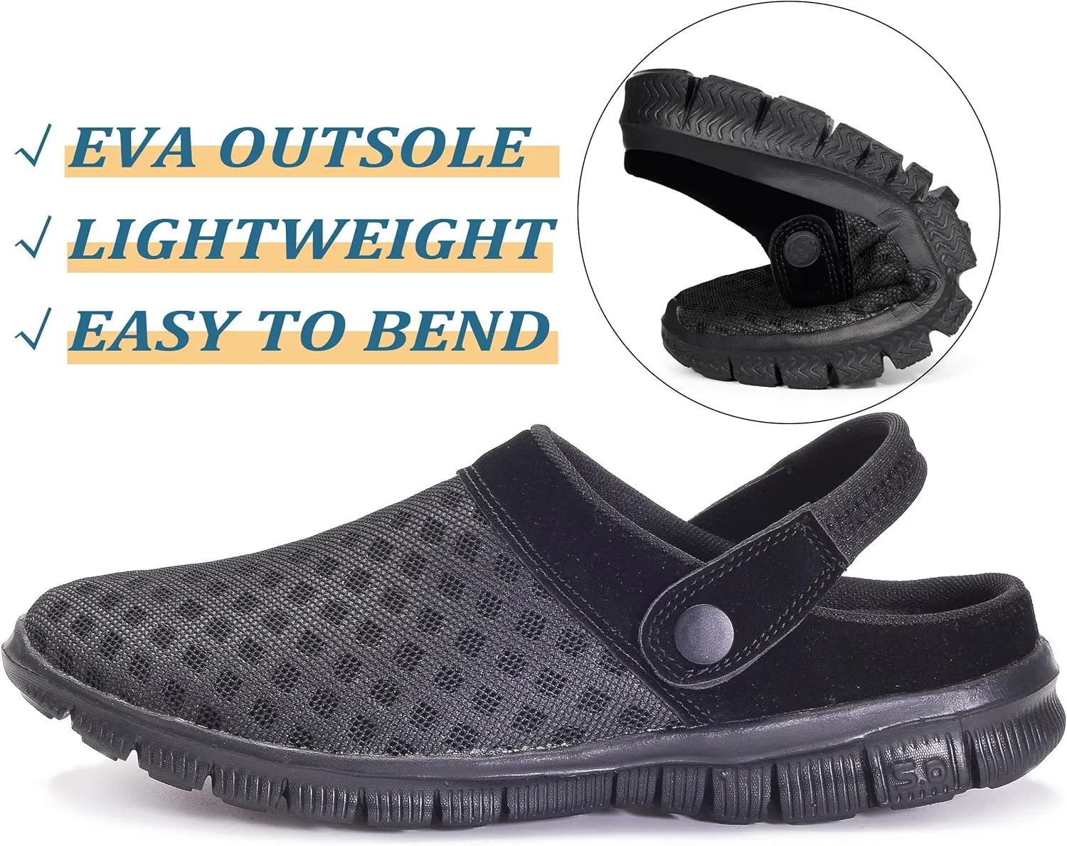 Hsyooes Mens Womens Mules & Clogs Garden Shoes Summer Breathable Mesh Slippers Non-Slip Outdoor Beach Sandals Unisex