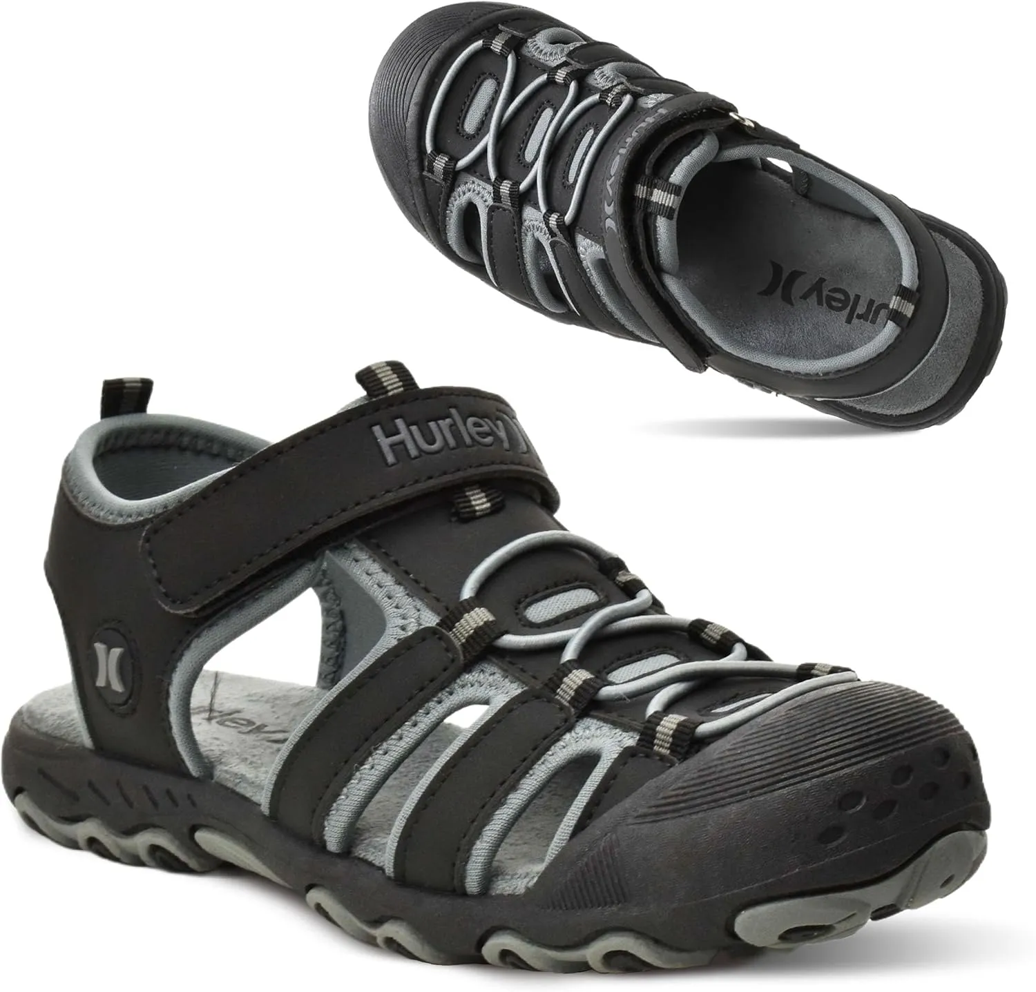 Hurley Kid's and Toddlers Water Sandals - Beach Sandals for Boys and Girls, Lightweight Durable Closed Toe with Adjustable Upper for Outdoors, Water Play and Pool Champ